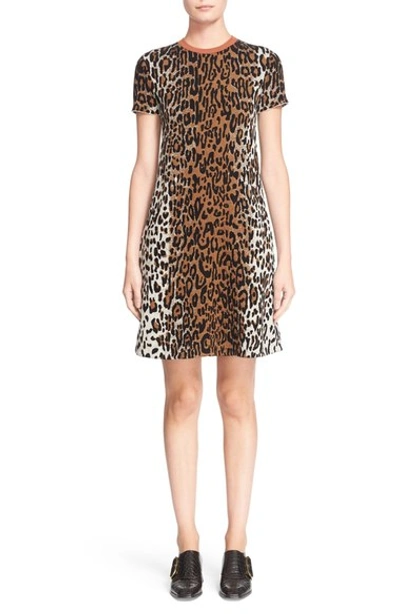 Shop Stella Mccartney Cheetah Jacquard Dress In Beige/ Black/ Havana