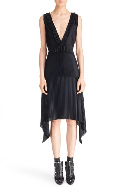 Shop Givenchy V-neck Pleated Jersey Dress In Black