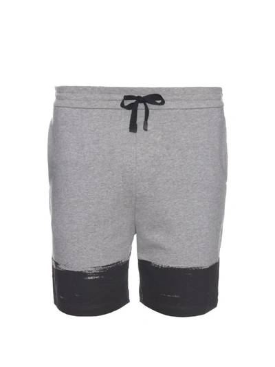 Balenciaga Paint-brush Print Jersey Shorts In Grey-melange