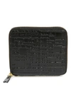 Comme Des Garçons Clover Embossed Zip Fold Wallet In Black