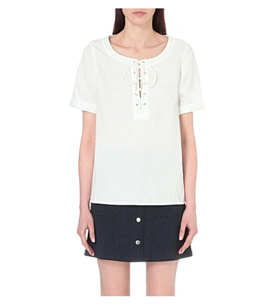 Rag & Bone Lace-up Cotton Top In White
