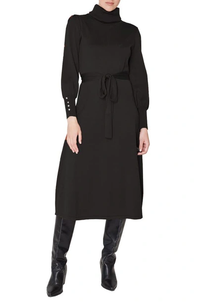 Shop Julia Jordan Turtleneck Long Sleeve Midi Dress In Black