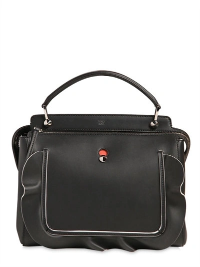 Shop Fendi Medium Dotcom Ruffle Leather Bag In Black
