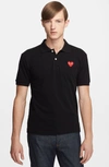 Comme Des Garçons Play Piqué Polo With Heart Appliqué In Black