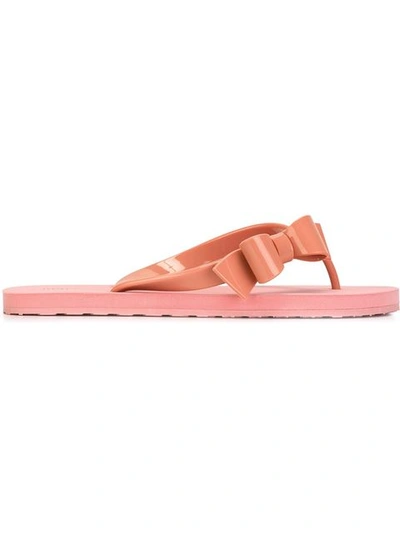 Red Valentino Lateral Bow Flip Flops In Ortensia