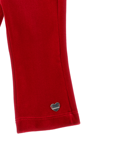 Monnalisa Warp-knit Chenille Jazz Pants In Ruby Red