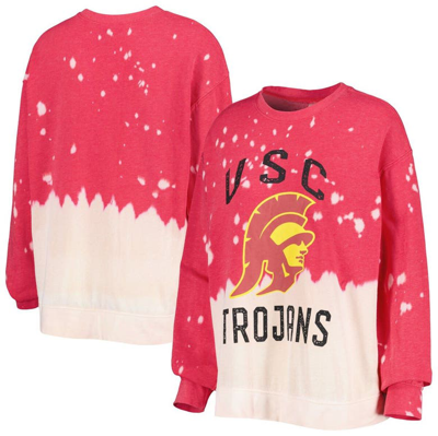 Gameday Couture Cardinal Usc Trojans Twice As Nice Faded Dip-dye Pullover Sweatshirt In Crimson