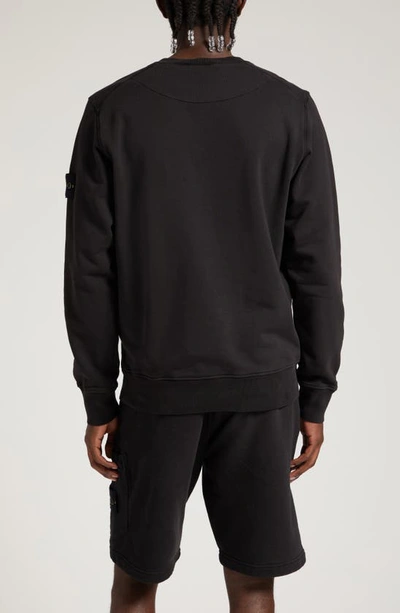 Shop Stone Island Compass Logo Cotton Crewneck Sweatshirt In Black