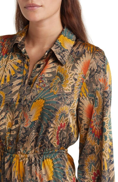 Shop Sam Edelman Fall Feather Long Sleeve Mini Shirtdress In Brown Multi