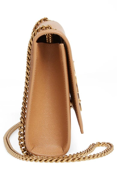Shop Saint Laurent Medium Kate Pebbled Calfskin Shoulder Bag In Dune