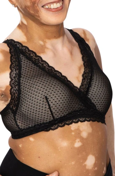 Shop Anaono Susan Post-surgery Pocketed Plunge Lace Bra In Black