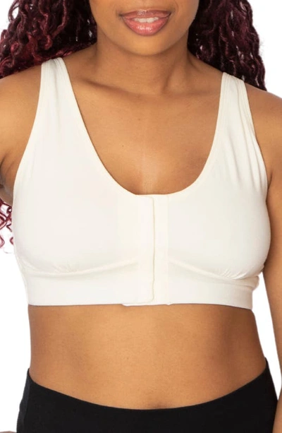 Shop Anaono Rora Post-surgery Front Close Pocketed Bralette In Ivory