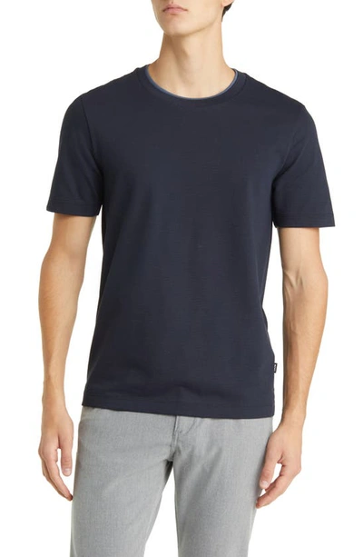 Shop Hugo Boss Tessler Pinstripe T-shirt In Dark Blue