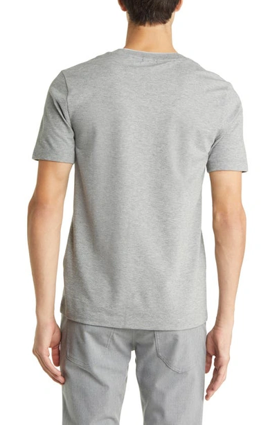 Hugo Boss Slim-fit T-shirt In Structured Cotton With Double Collar In Silver