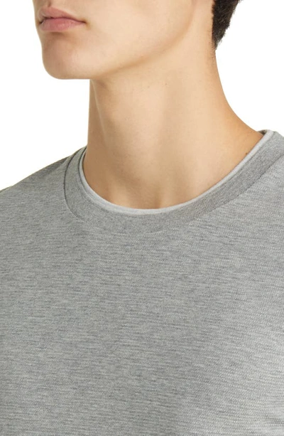 Hugo Boss Slim-fit T-shirt In Structured Cotton With Double Collar In Silver