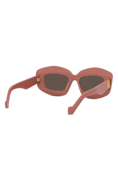 Shop Loewe Silver Screen 49mm Rectangular Sunglasses In Rose