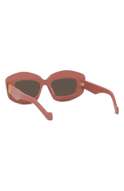 Shop Loewe Silver Screen 49mm Rectangular Sunglasses In Rose