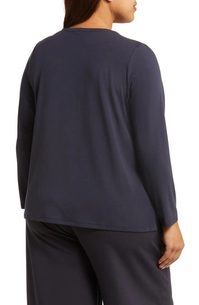 Shop Eileen Fisher Crewneck Long Sleeve Jersey Top In Nocturne