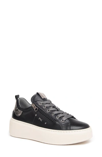 Shop Nerogiardini Platform Wedge Sneaker In Black