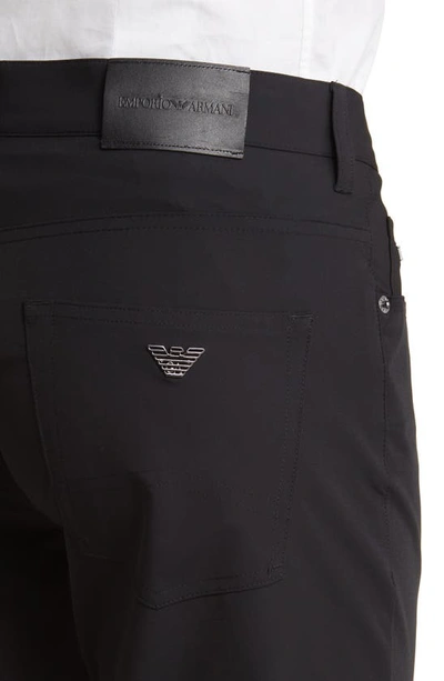 Shop Emporio Armani Tech Stretch 5-pocket Pants In Solid Black