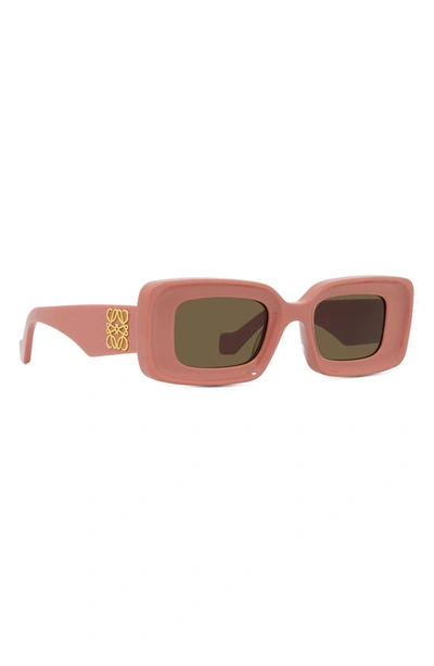 Shop Loewe Chunky Anagram 46mm Rectangular Sunglasses In Shiny Pink / Brown