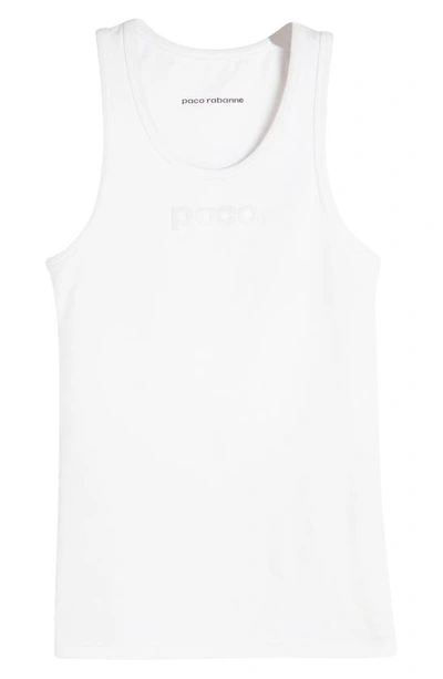 Shop Paco Rabanne Logo Jacquard Cotton Racerback Tank In White