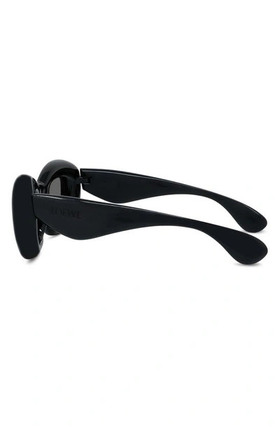 Shop Loewe Inflated 47mm Butterfly Sunglasses In Shiny Black / Smoke