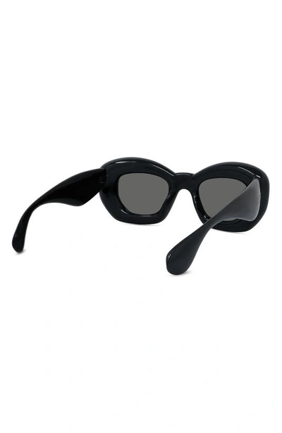 Loewe Inflated 47mm Butterfly Sunglasses In Shiny Black / Smoke