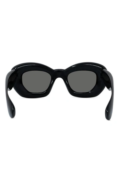 Shop Loewe Inflated 47mm Butterfly Sunglasses In Shiny Black / Smoke