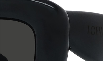 Loewe Inflated 47mm Butterfly Sunglasses In Shiny Black / Smoke