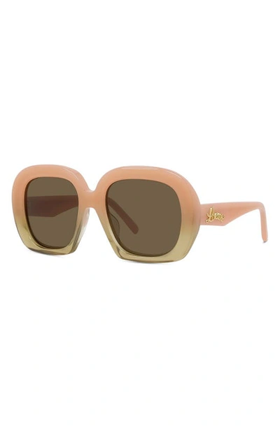 Shop Loewe Curvy 53mm Square Sunglasses In Shiny Pink / Brown
