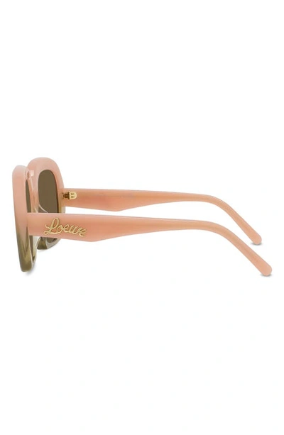 Shop Loewe Curvy 53mm Square Sunglasses In Shiny Pink / Brown