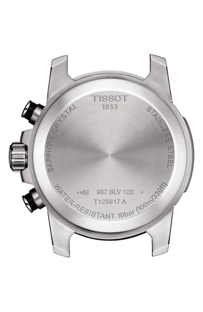 Shop Tissot Supersport Chronograph Leather Strap Watch, 45.5mm In Black/ Silver