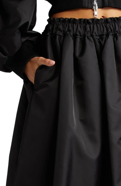 Shop Simone Rocha Smocked Waist Taffeta Midi Skirt In Black