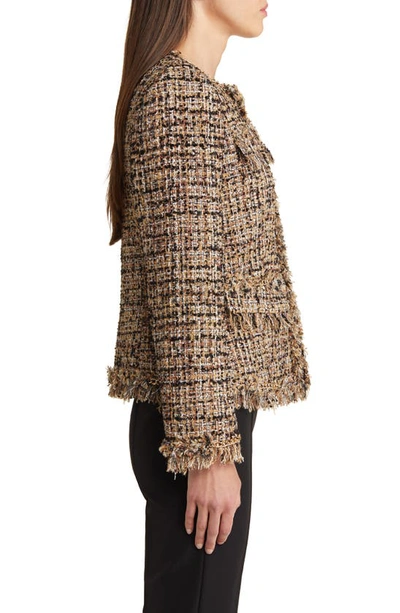 Kobi Halperin Lisa Chain-trim Fringe Tweed Jacket In Gold