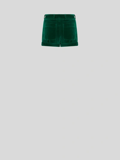 Shop Etro Velvet Shorts In Green