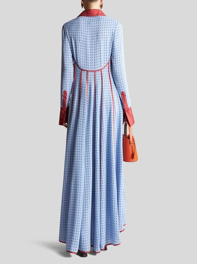 Shop Etro Midi Dress With Bib Detail In Light Blue