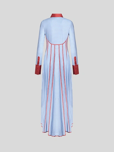 Shop Etro Midi Dress With Bib Detail In Light Blue
