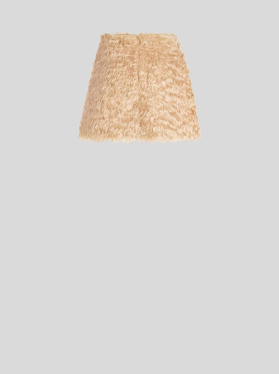 Shop Etro Mini Skirt With Edging In Beige