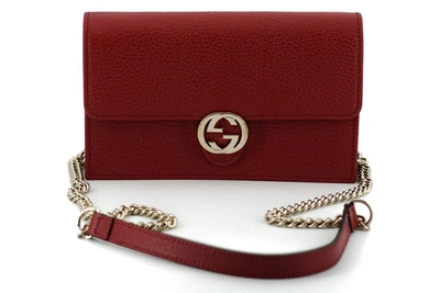 Gucci Icon GG Interlocking Wallet On Chain Red Crossbody Bag