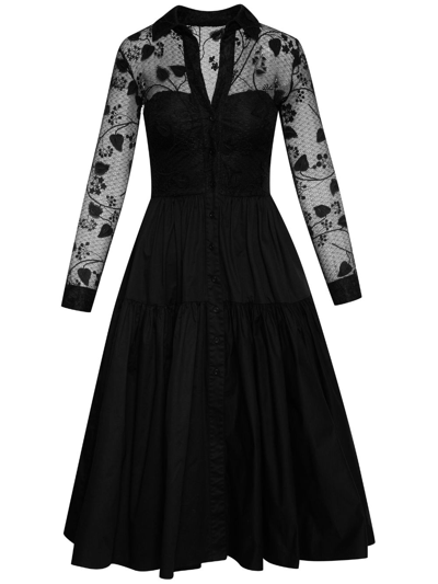 Shop Oscar De La Renta Morning Glory Guipure-lace Midi Dress In Black