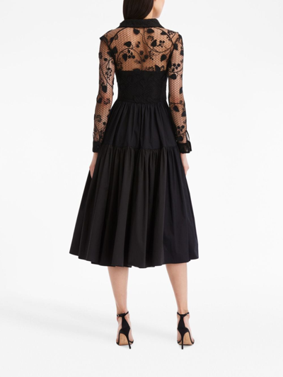 Shop Oscar De La Renta Morning Glory Guipure-lace Midi Dress In Black