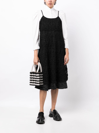 Shop Comme Des Garçons Comme Des Garçons Lace Layered Sleeveless Midi Dress In Black
