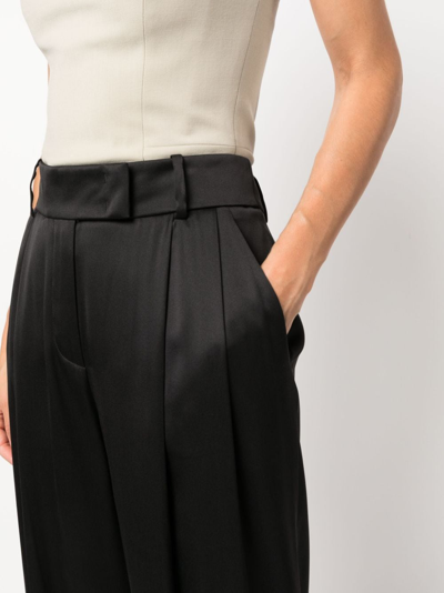 Shop Giorgio Armani Pleat-detail Wide-leg Silk Trousers In Black