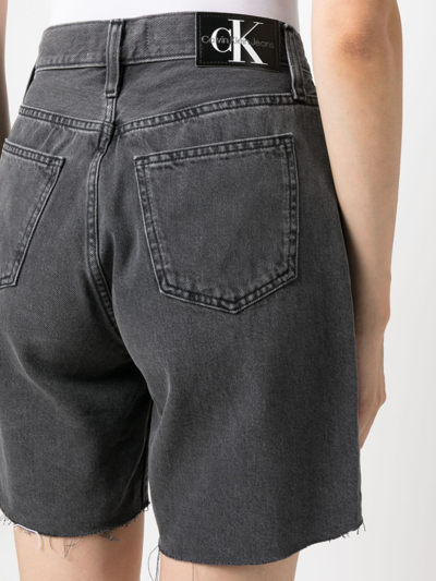 Shop Calvin Klein Jeans Est.1978 Frayed High-waist Denim Shorts In Black