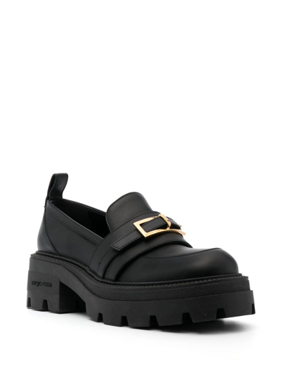 Sergio Rossi Nora Buckled Leather Loafers In Black