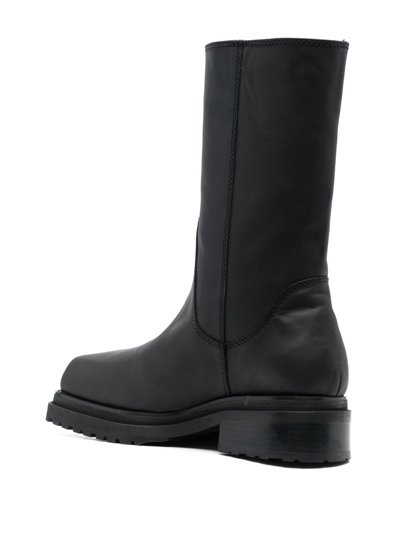 Shop Eckhaus Latta Square-toe 45mm Leather Boots In Stacked Boot 2 M - Black Leather