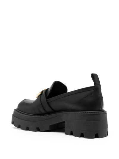 Sergio Rossi Nora Buckled Leather Loafers In Black
