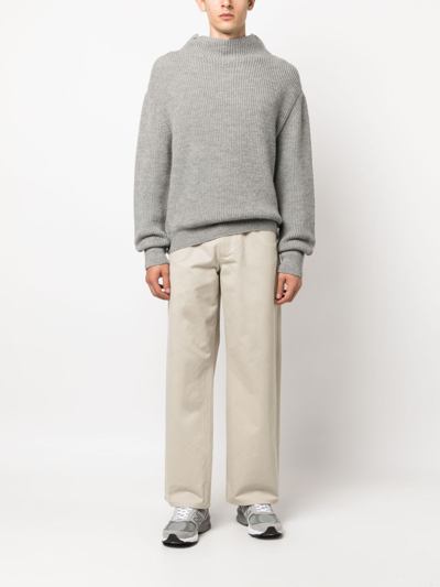 Shop There Was One Wide-leg Gabardine Trousers In Neutrals