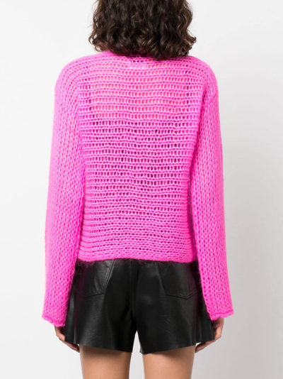 Shop Forte Forte Boat-neck Open-knit Jumper In Pink